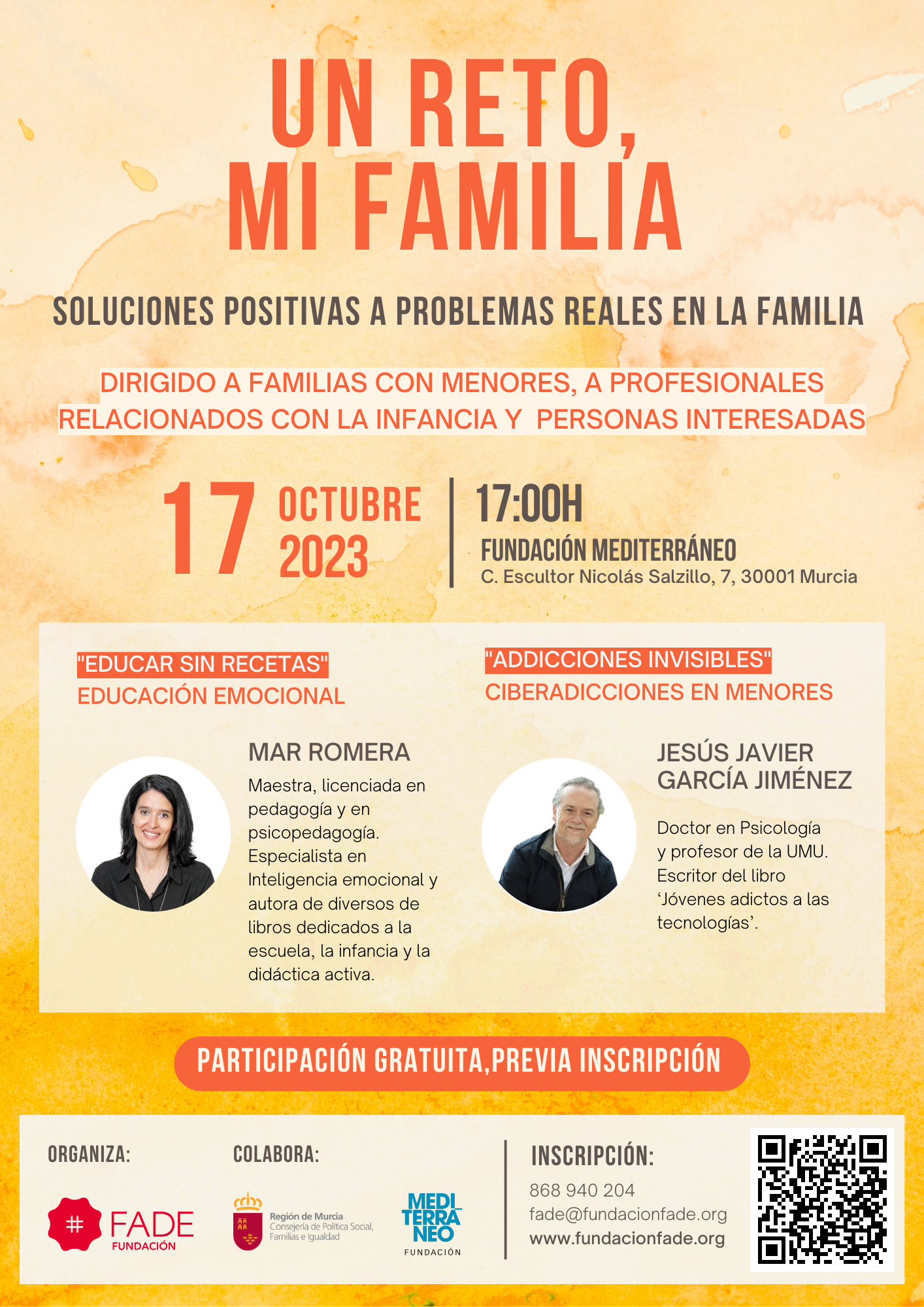 Cartel informativo de la formación Un reto, mi familia: soluciones positivas a problemas reales en la familia