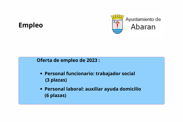 Oferta de empleo de 2023 del Ayuntamiento de Abarán