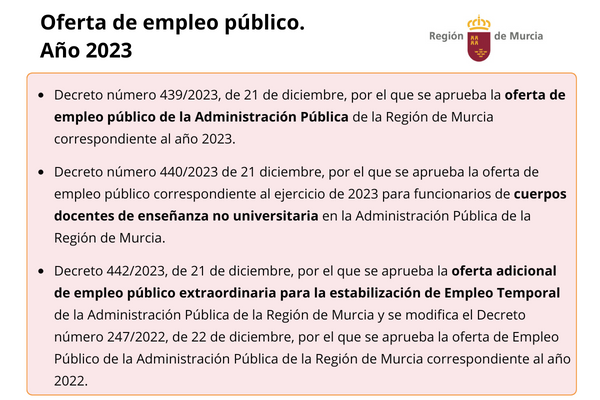 Decretos de ofertas de empleo público de la Administración Pública. Año 2023