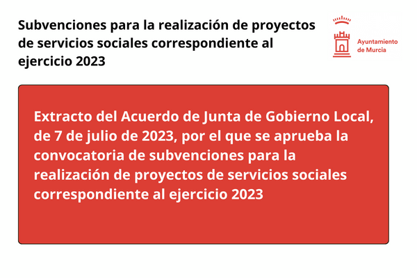 Subvenciones del Ayuntamiento de Murcia para proyectos sociales
