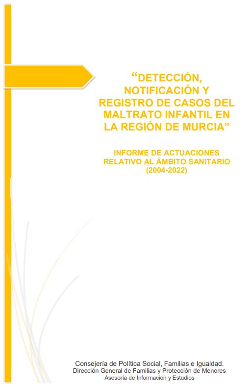 Portada del informe de actuación del protocolo de maltrato infantil en el ámbito sanitario
