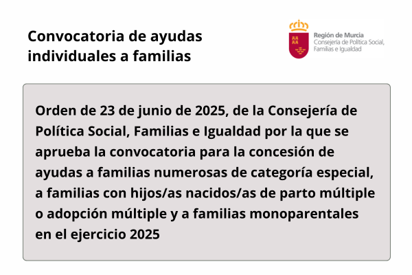 Convocatoria de ayudas individuales a familias