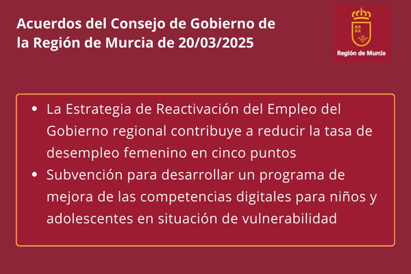 Acuerdos del Consejo de Gobierno de la Región de Murcia