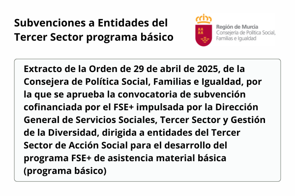 Subvención Programa FSE+ de asistencia material básica