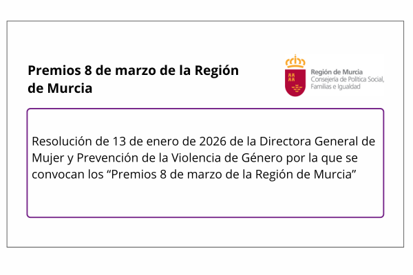 “Premios 8 de marzo” de la Región de Murcia año 2026