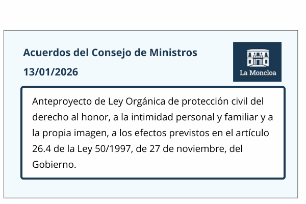 Acuerdos del Consejo de Ministros de 13/01/2026